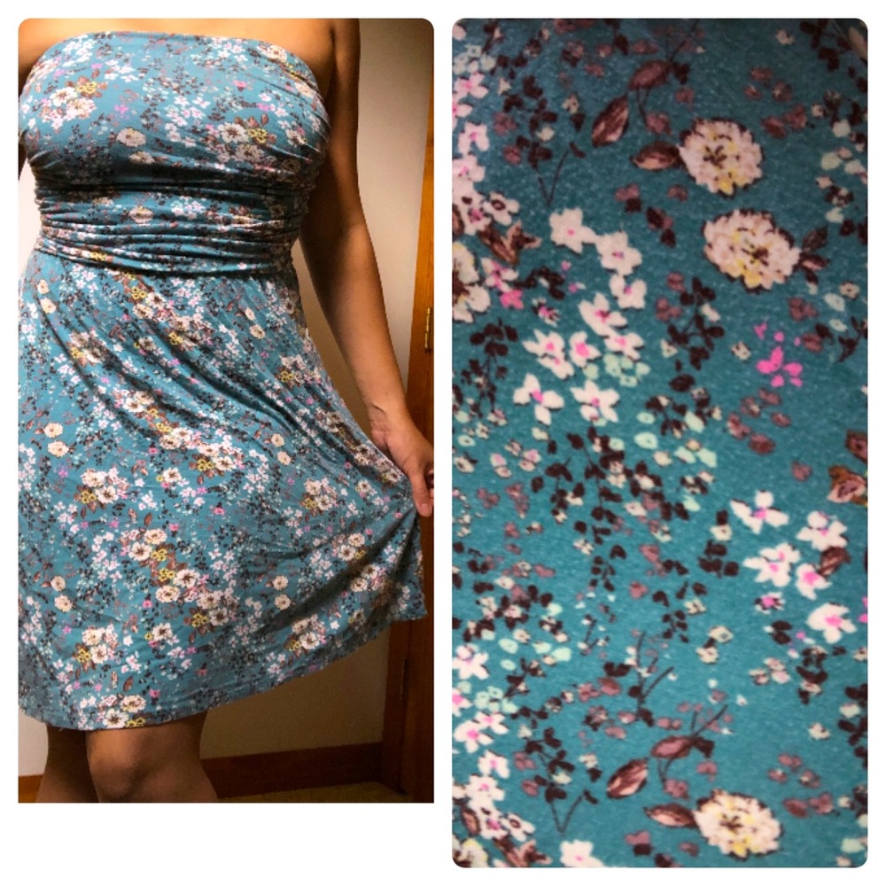 🧊 Strapless Floral Dress 🧊